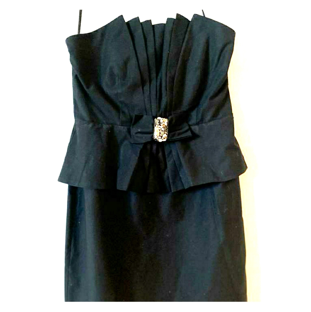 Eliza J black peplum dress with rhinestone detail